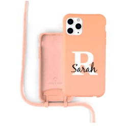 Coque Personnalisable Silicone Avec Cordon IPhone (orange) Initial-nom