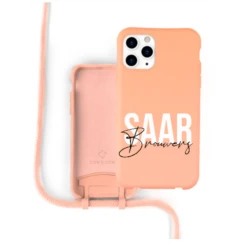 Coque Personnalisable Silicone Avec Cordon IPhone (orange) Nom-nom