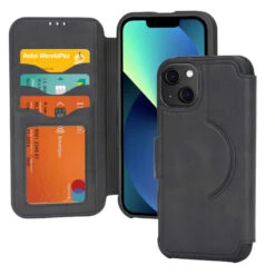 Coverzs Coque à Rabat Cuir IPhone 14 Plus MagSafe (noir)