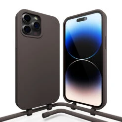 Coverzs Coque En Silicone Avec Cordon IPhone 14 Pro Max (café Noir)