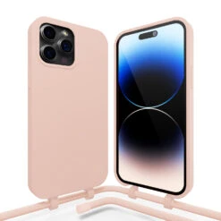 Coverzs Coque En Silicone Avec Cordon IPhone 15 Pro (rose)