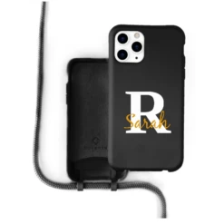 Coverzs Coque Personnalisable Silicone Avec Cordon IPhone (noir) Initial-nom