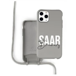 Coverzs Coque Personnalisable Silicone Avec Cordon IPhone (gris) Nom-nom
