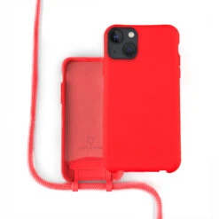 Coverzs Coque Silicone Avec Cordon IPhone 13 (rouge)