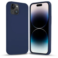 Coverzs Coque Silicone Solide IPhone 14 (bleu Marine)