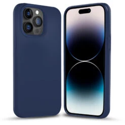 Coverzs Coque Silicone Solide IPhone 14 Pro Max (bleu Marine)