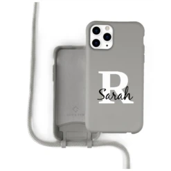 Coverzs Personnalisable Coque Silicone Avec Cordon IPhone (gris) Initial-nom