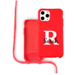 Coverzs Coque Personnalisable Avec Cordon Pour IPhone (rouge) Initial-Nom