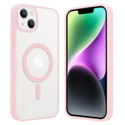 ShieldCase Coque Transparente IPhone 14 Plus Magsafe Avec Bords Colorés (rose)
